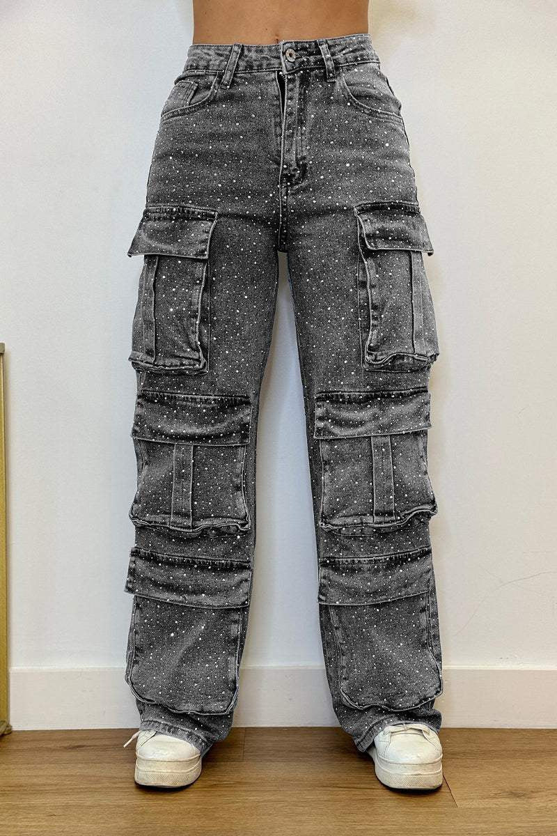 Street Style Pocket Diamond Casual Jeans