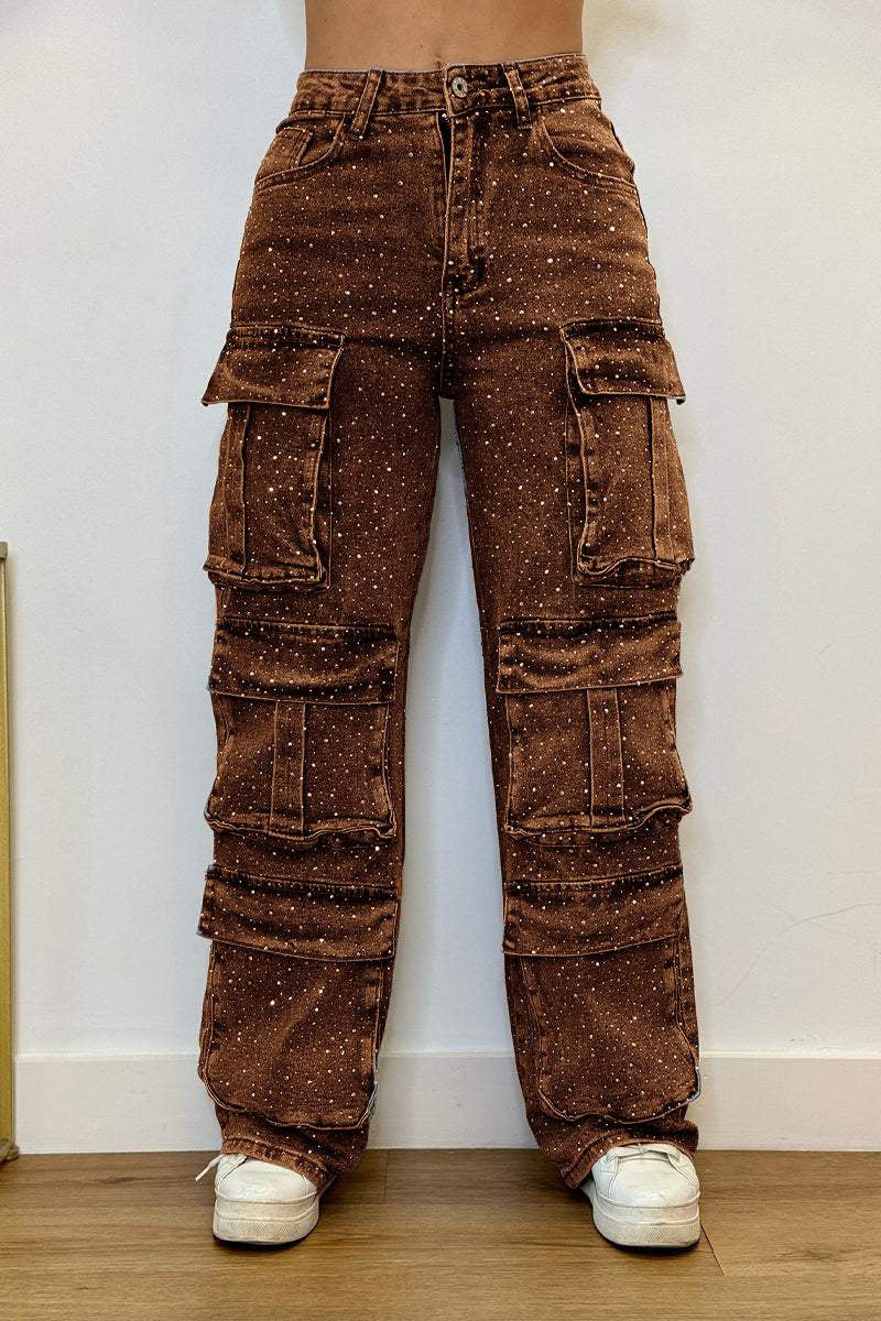Street Style Pocket Diamond Casual Jeans