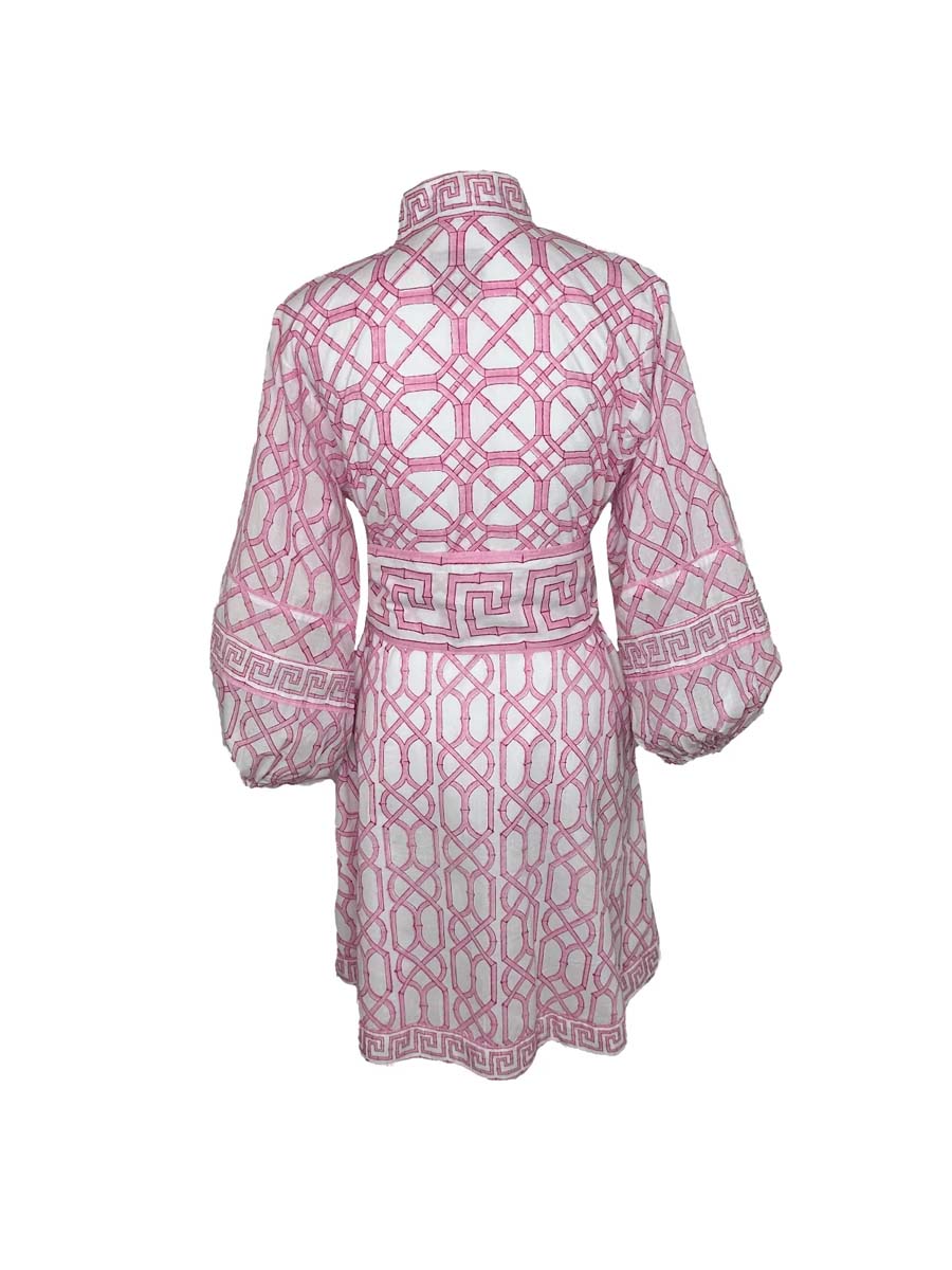 Placement Print Belted Mini Dress