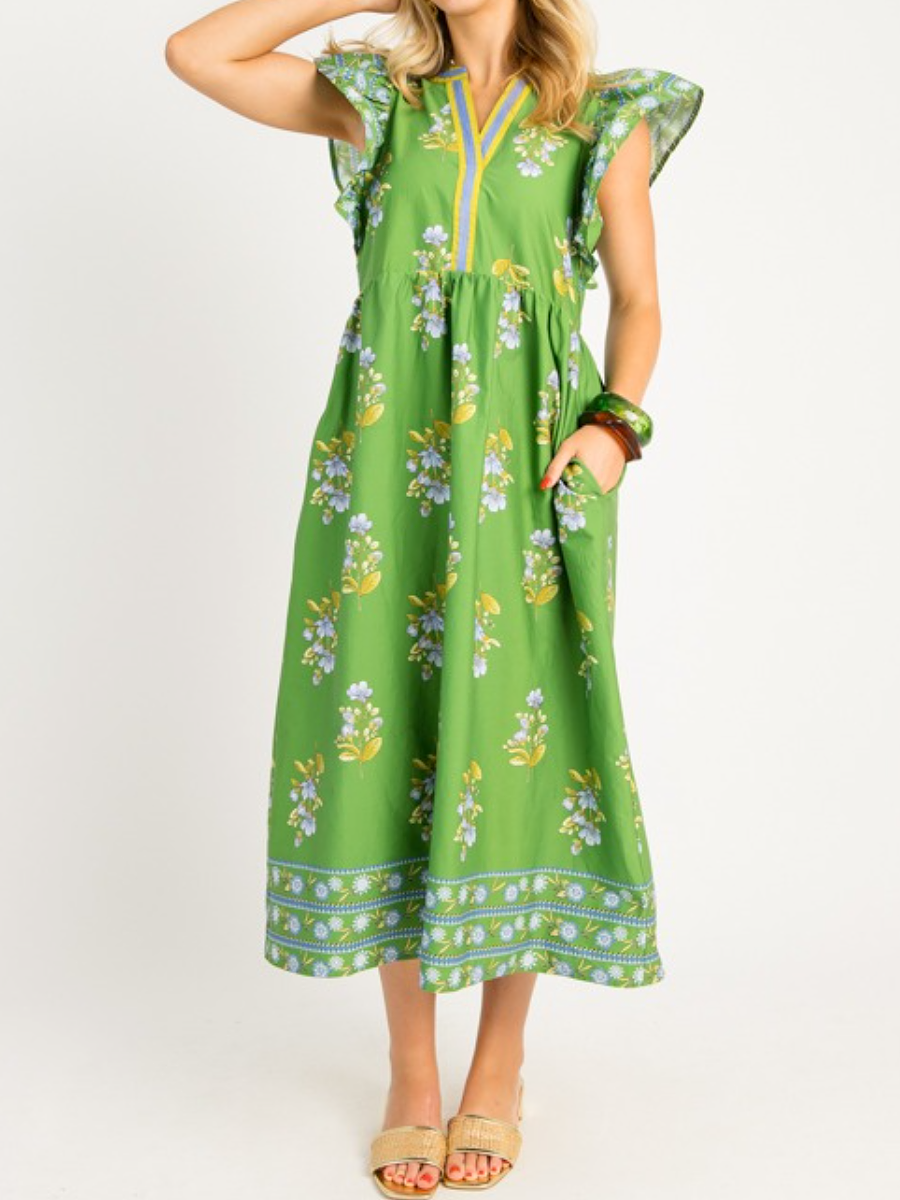 V-Neck Printed Dress