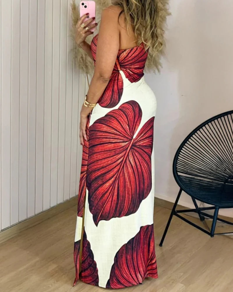 Summer Leaves Shoulder Dress
