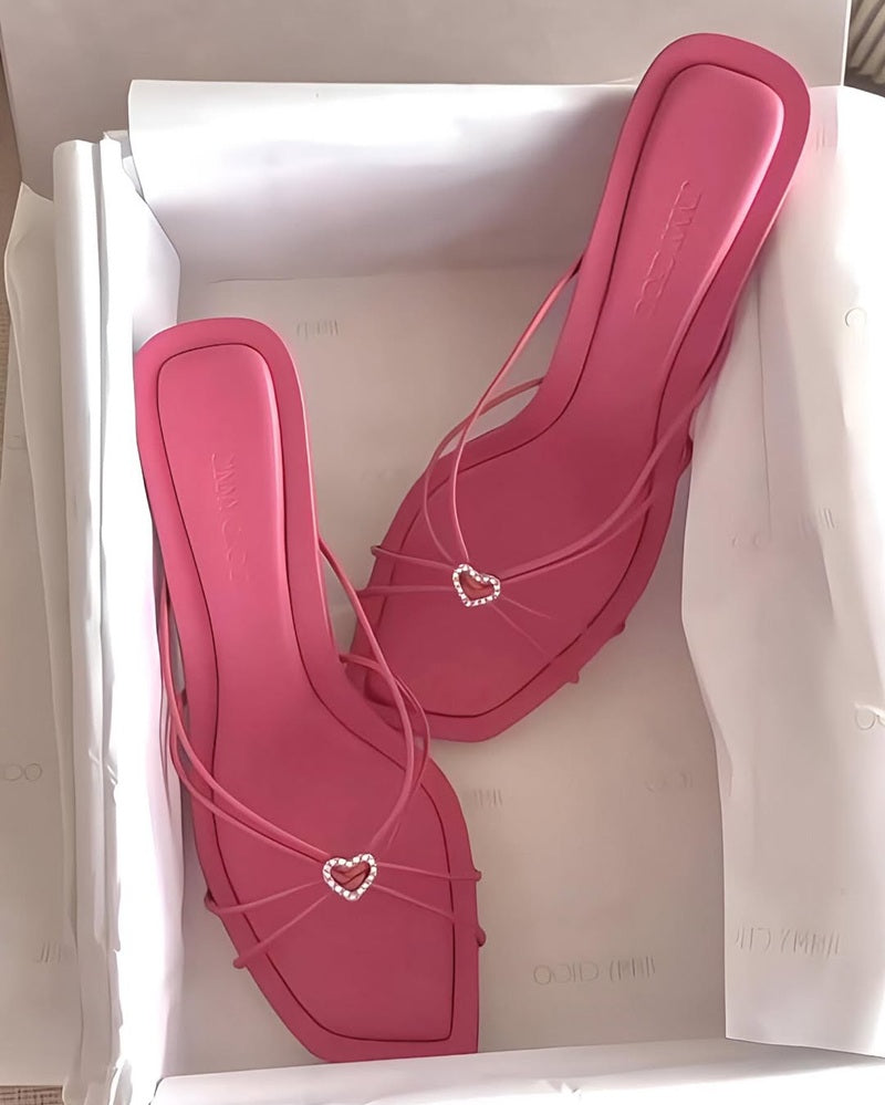Heart Rhinestone High-heeled Sandals