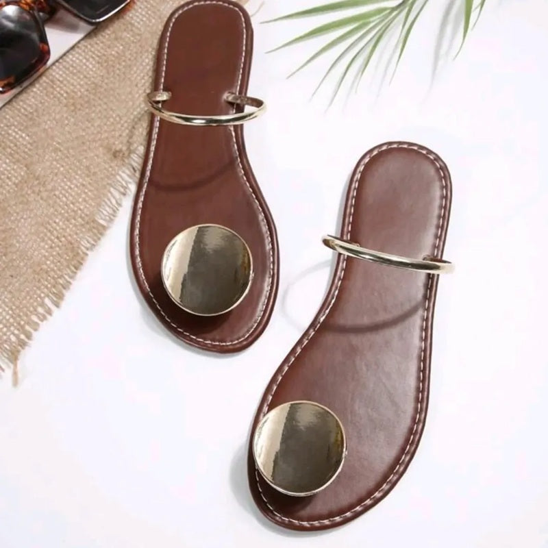 French Sequin-Toe Flat Sandals
