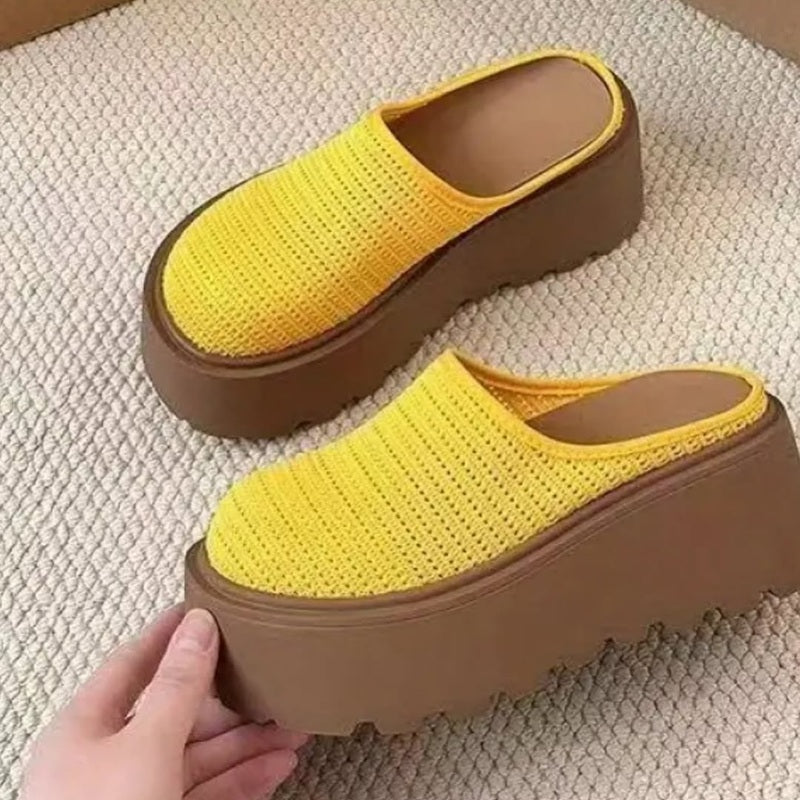 Mesh Breathable Platform Slippers