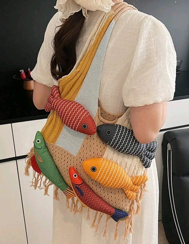 Colorful Fish Woven Bag