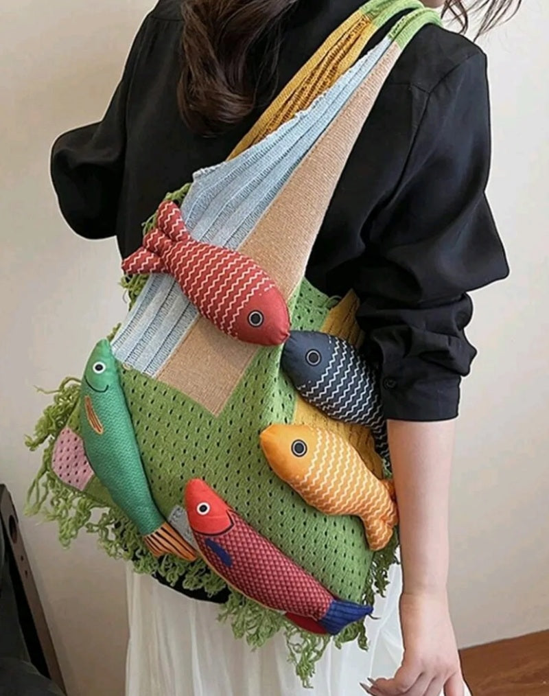 Colorful Fish Woven Bag