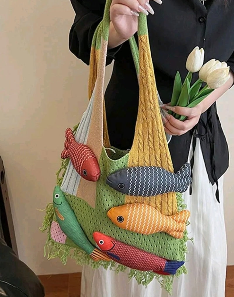 Colorful Fish Woven Bag