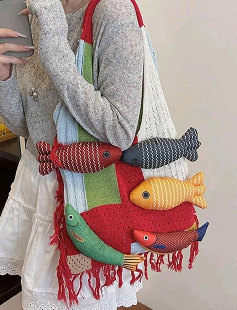 Colorful Fish Woven Bag