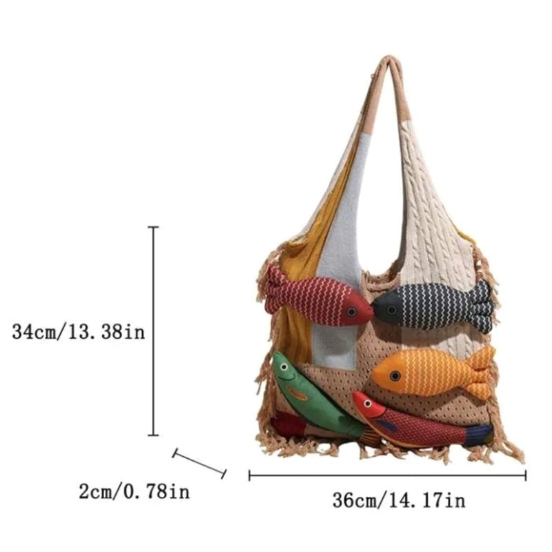 Colorful Fish Woven Bag