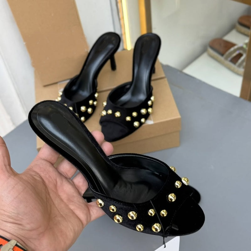 Metal Studded Heeled Sandals
