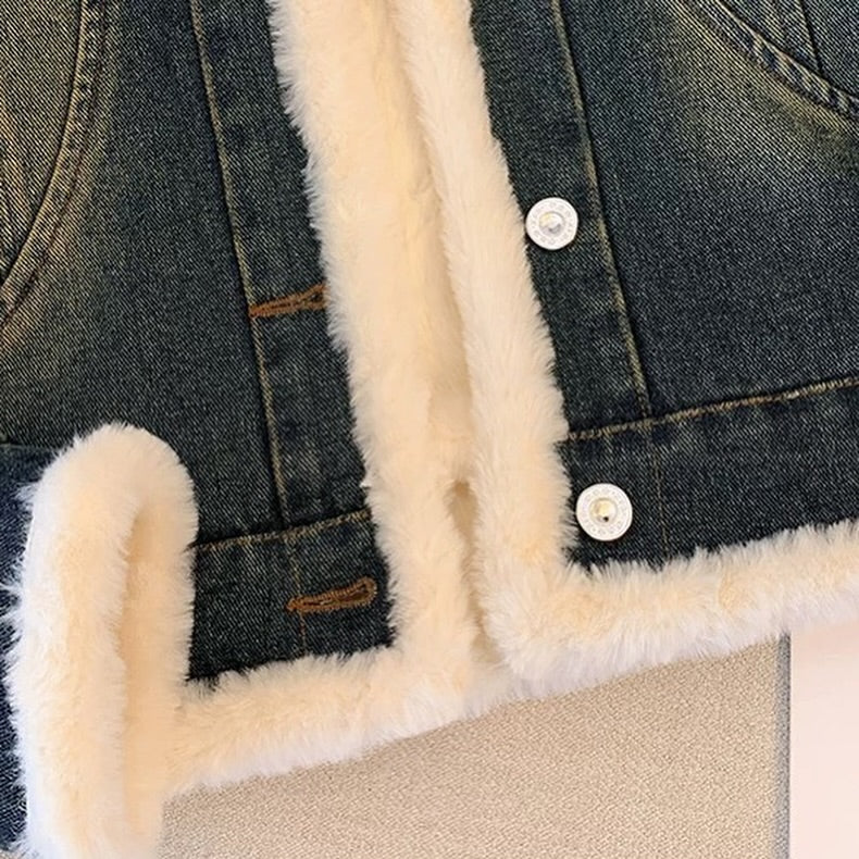 Vintage Denim Fleece Jacket