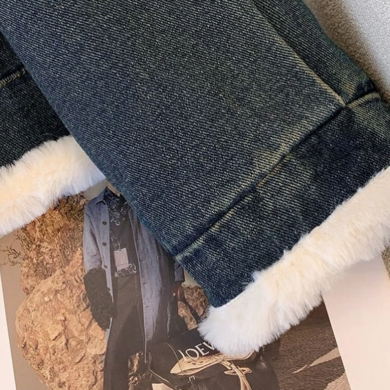 Vintage Denim Fleece Jacket