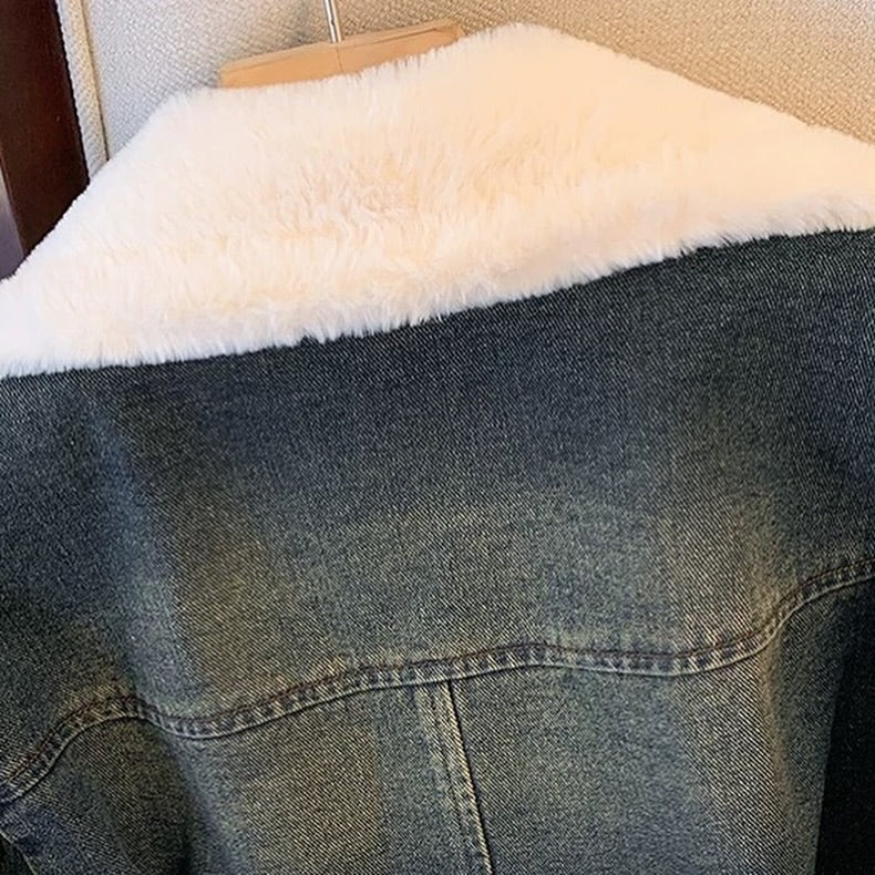 Vintage Denim Fleece Jacket