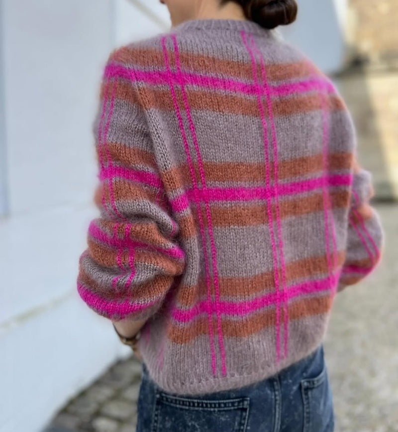 Block Plaid Knit Sweater