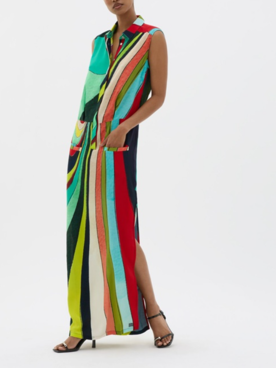 Color Striped Sleeveless Dress
