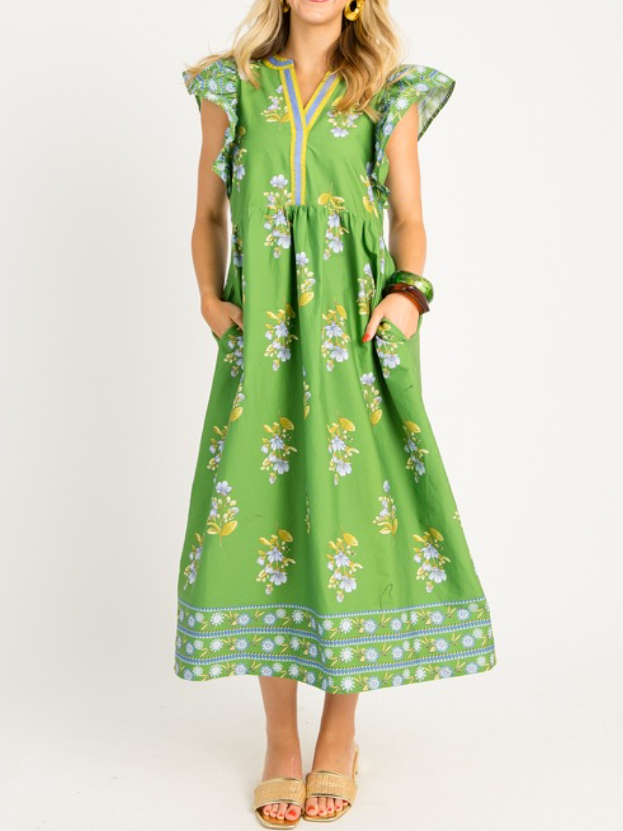 V-Neck Printed Dress