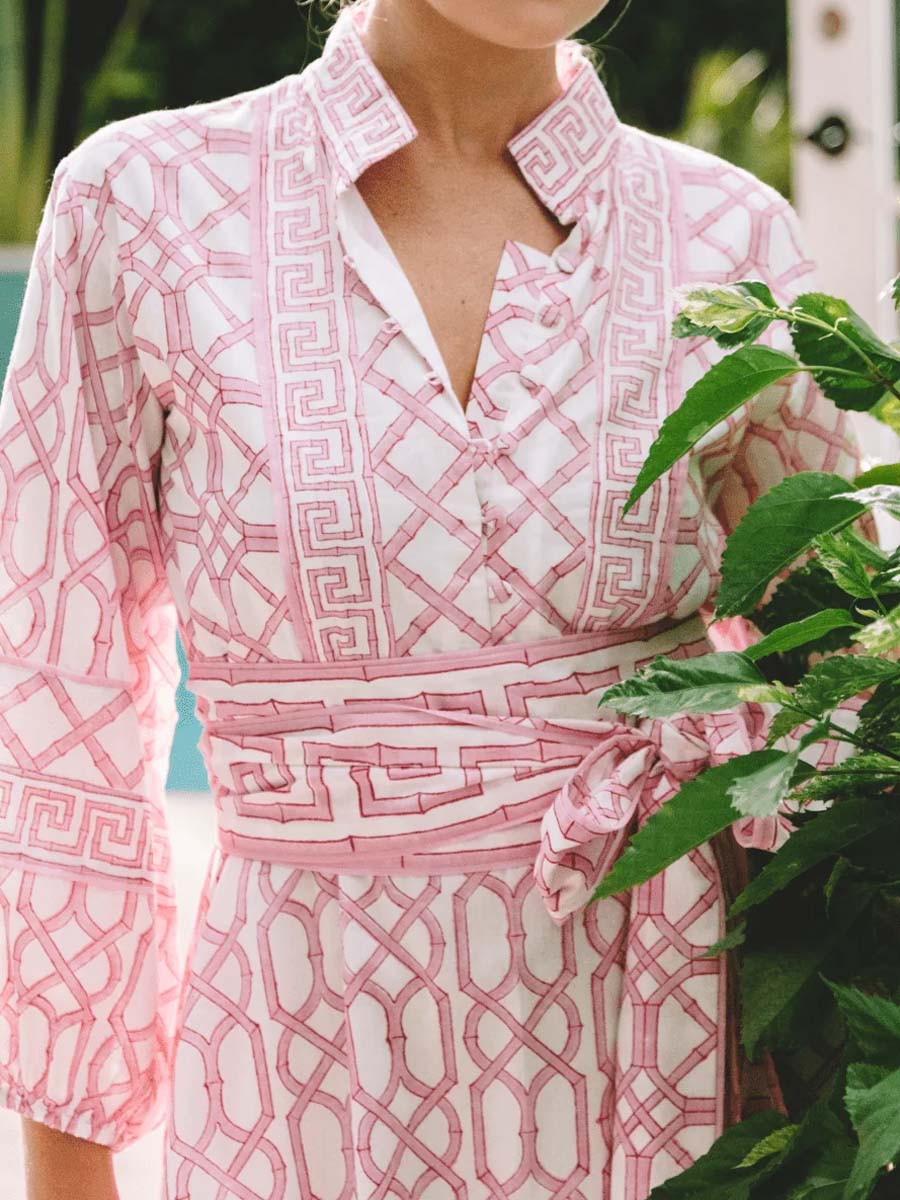 Placement Print Belted Mini Dress