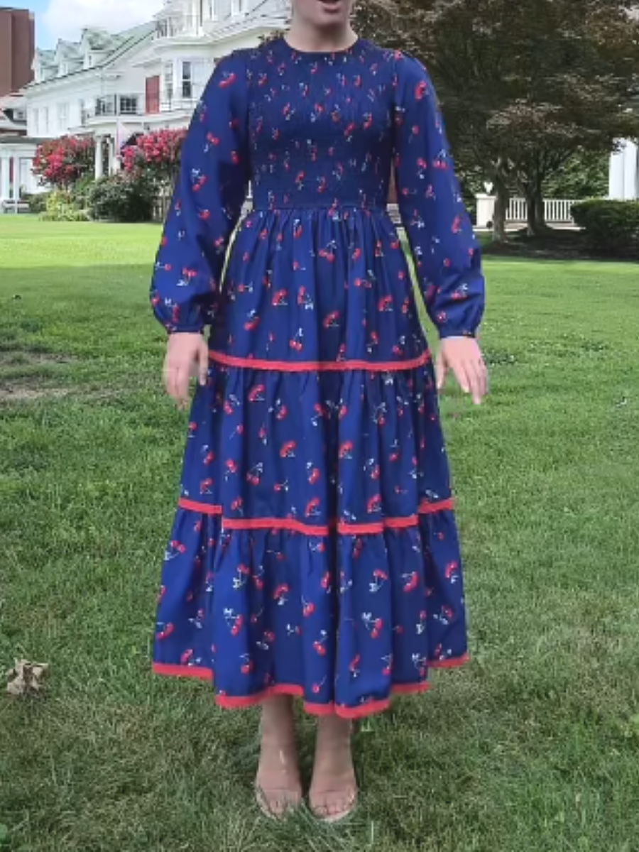 Crewneck Printed Maxi Dress