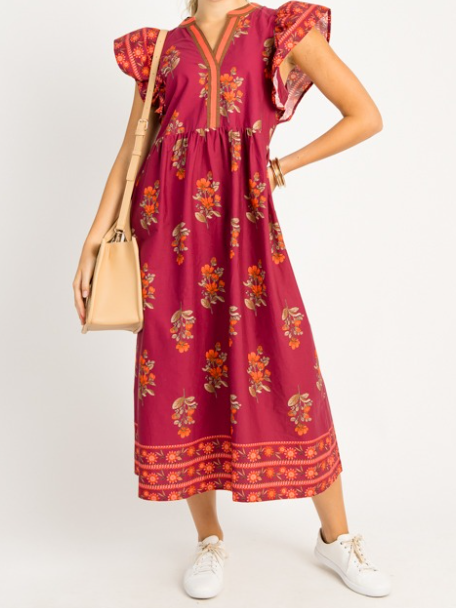 V-Neck Printed Dress