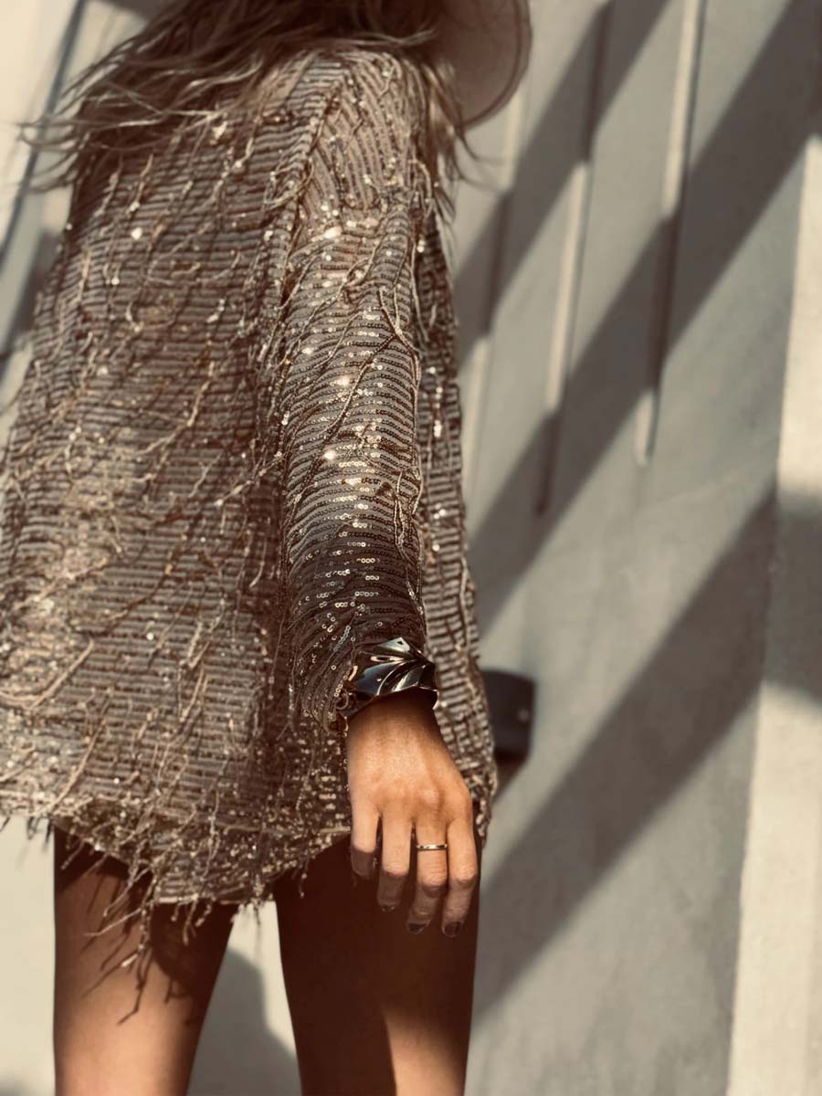 Sequined Tassel Shiny Two Pieces Set