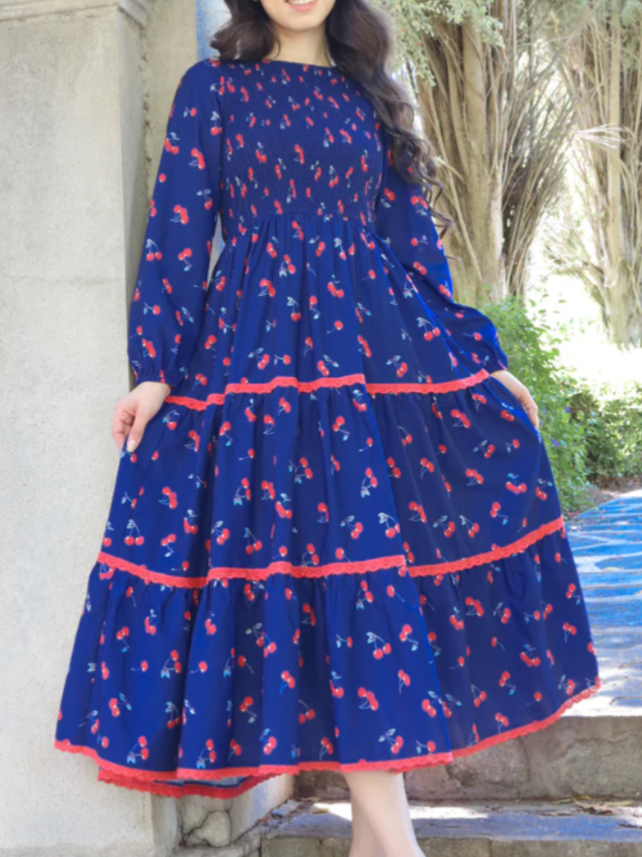 Crewneck Printed Maxi Dress