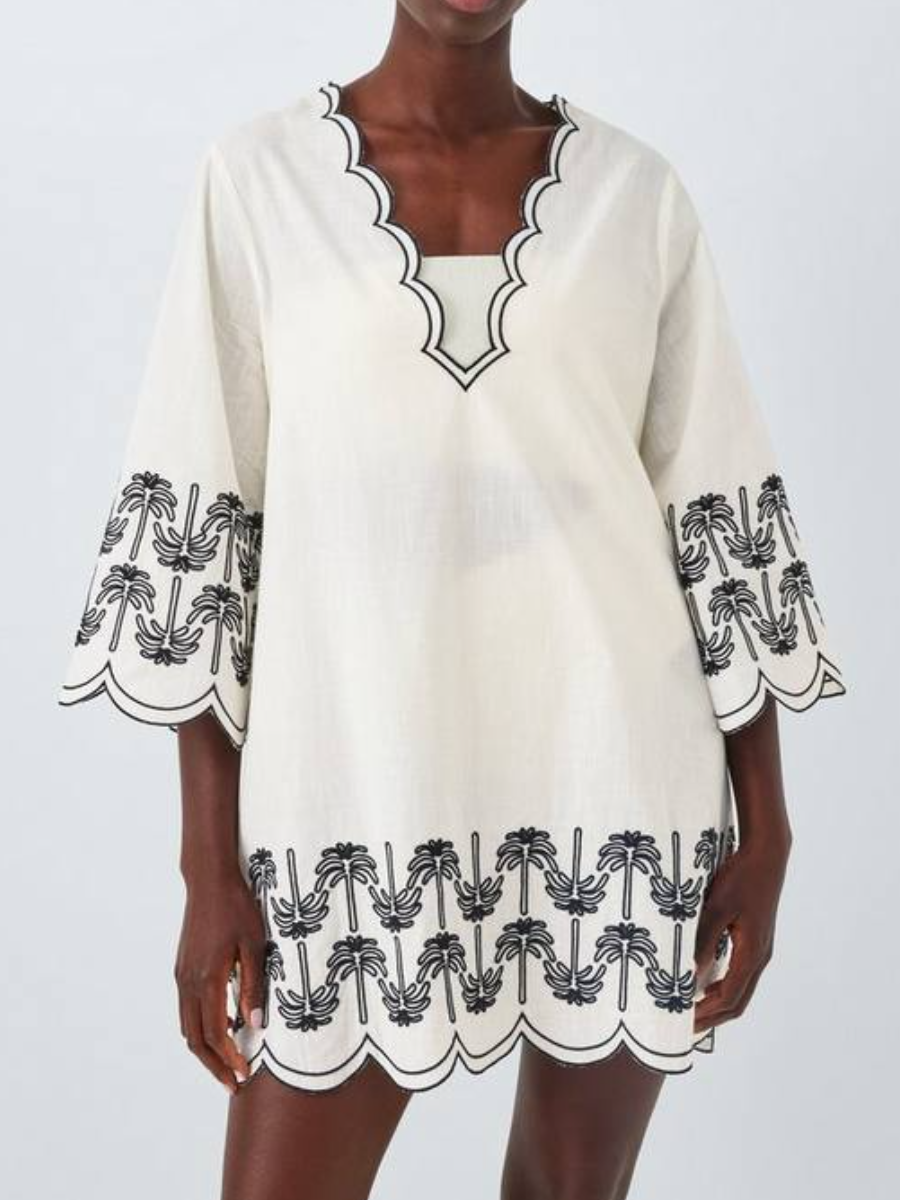 V-Neck Printed Mini Dress