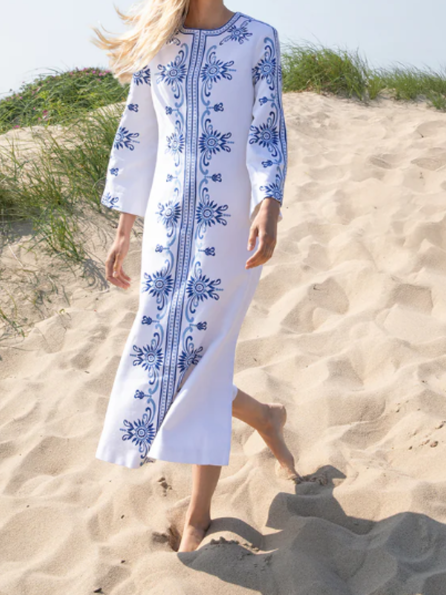 Symmetrical Embroidered Maxi Dress
