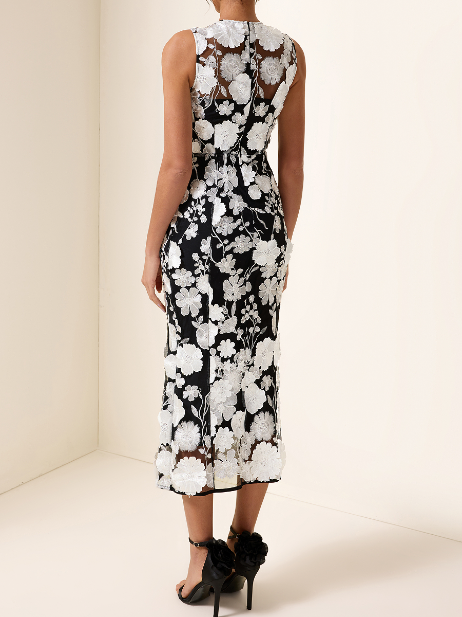 Sleeveless Three-dimensional Flower Dress