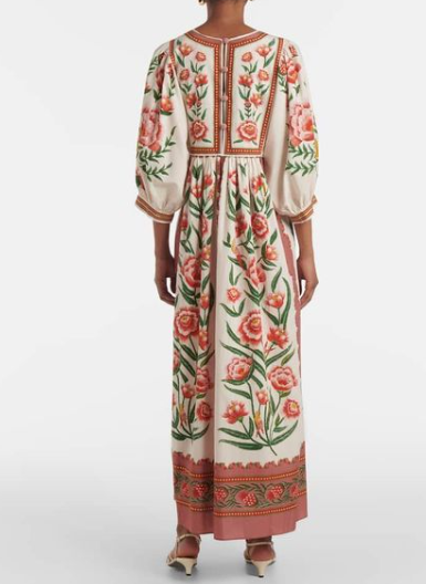 Reddish Brown Floral Midi Dress