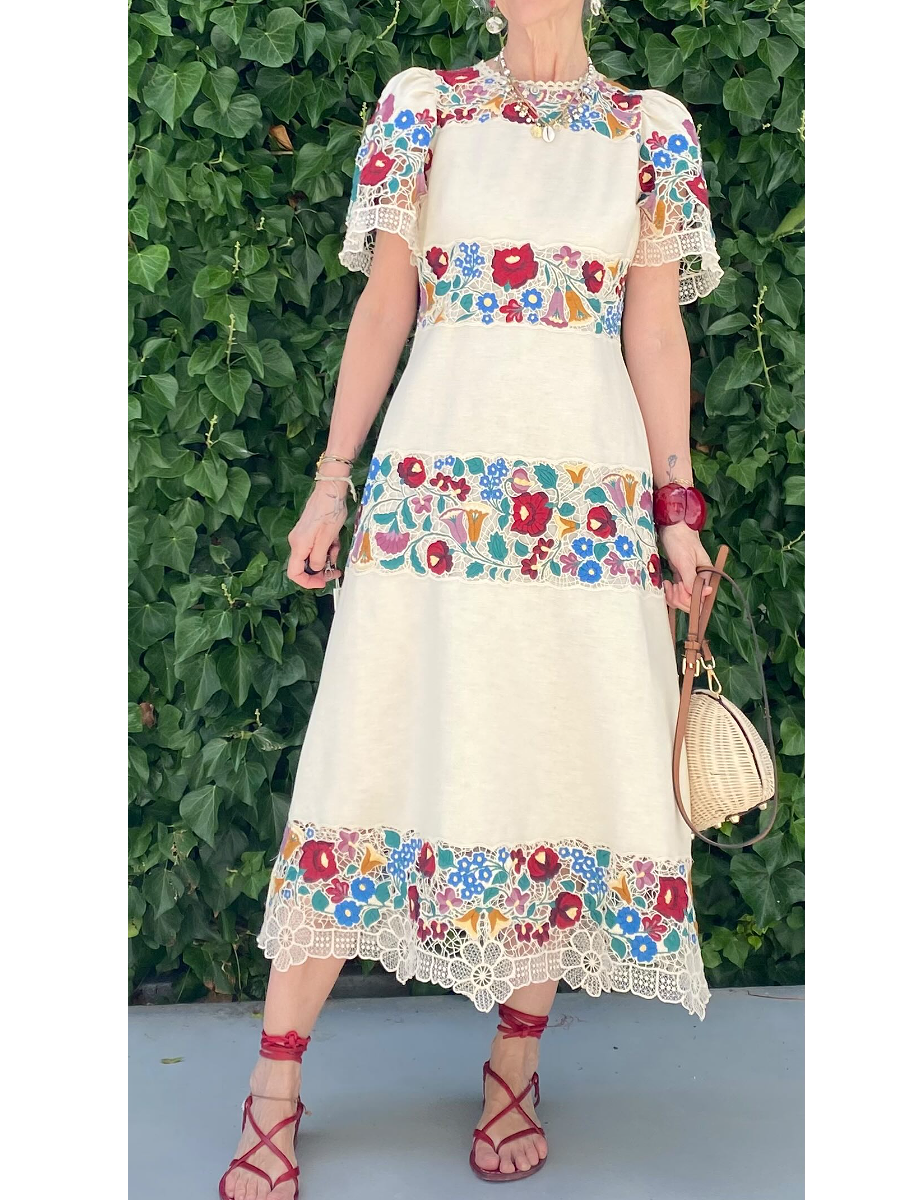 Lace-Patchwork Print Dress