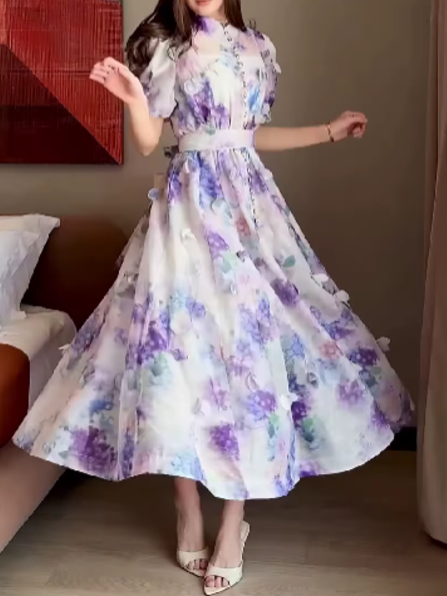 Printed Waisted Dress