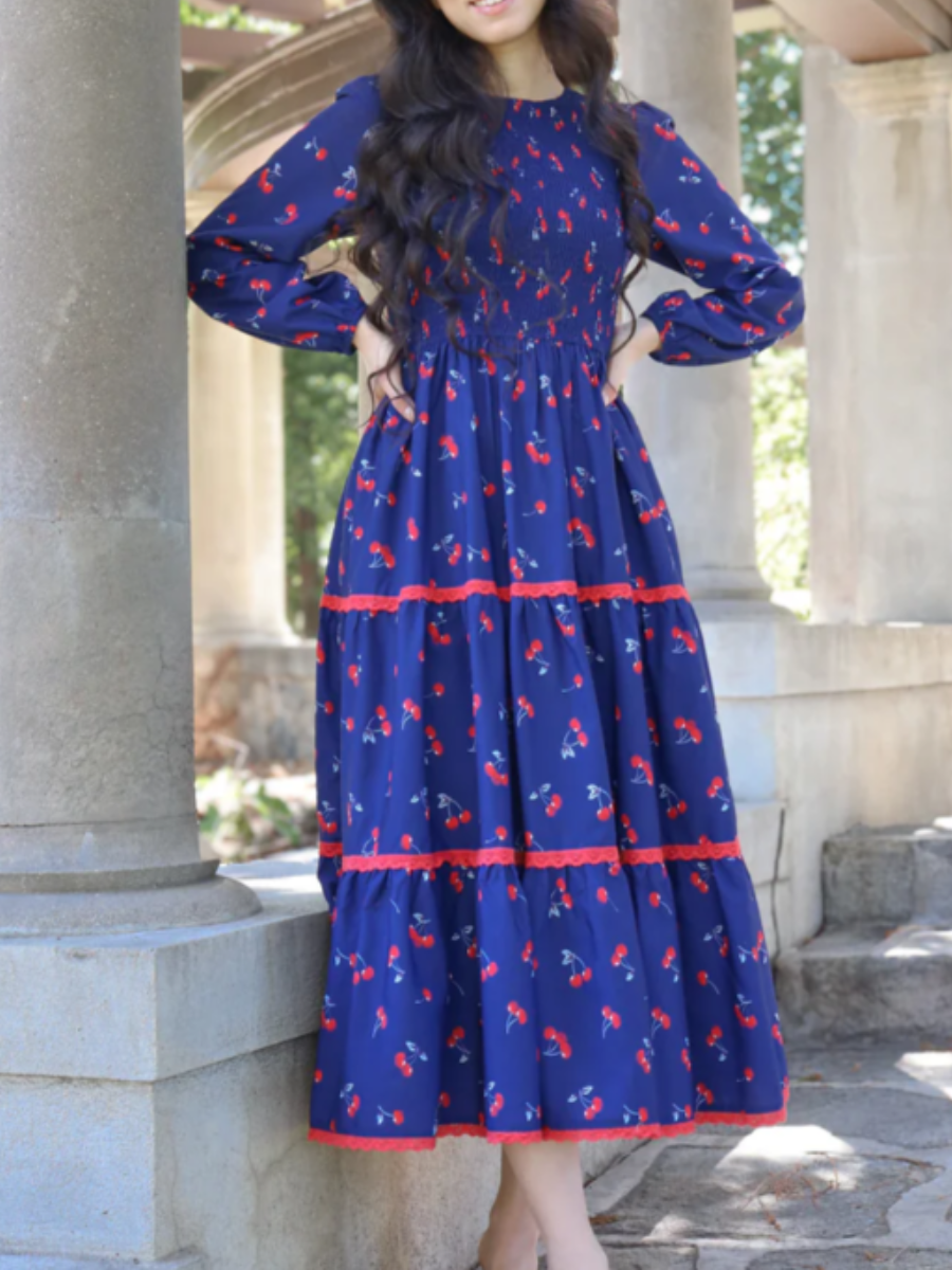 Crewneck Printed Maxi Dress