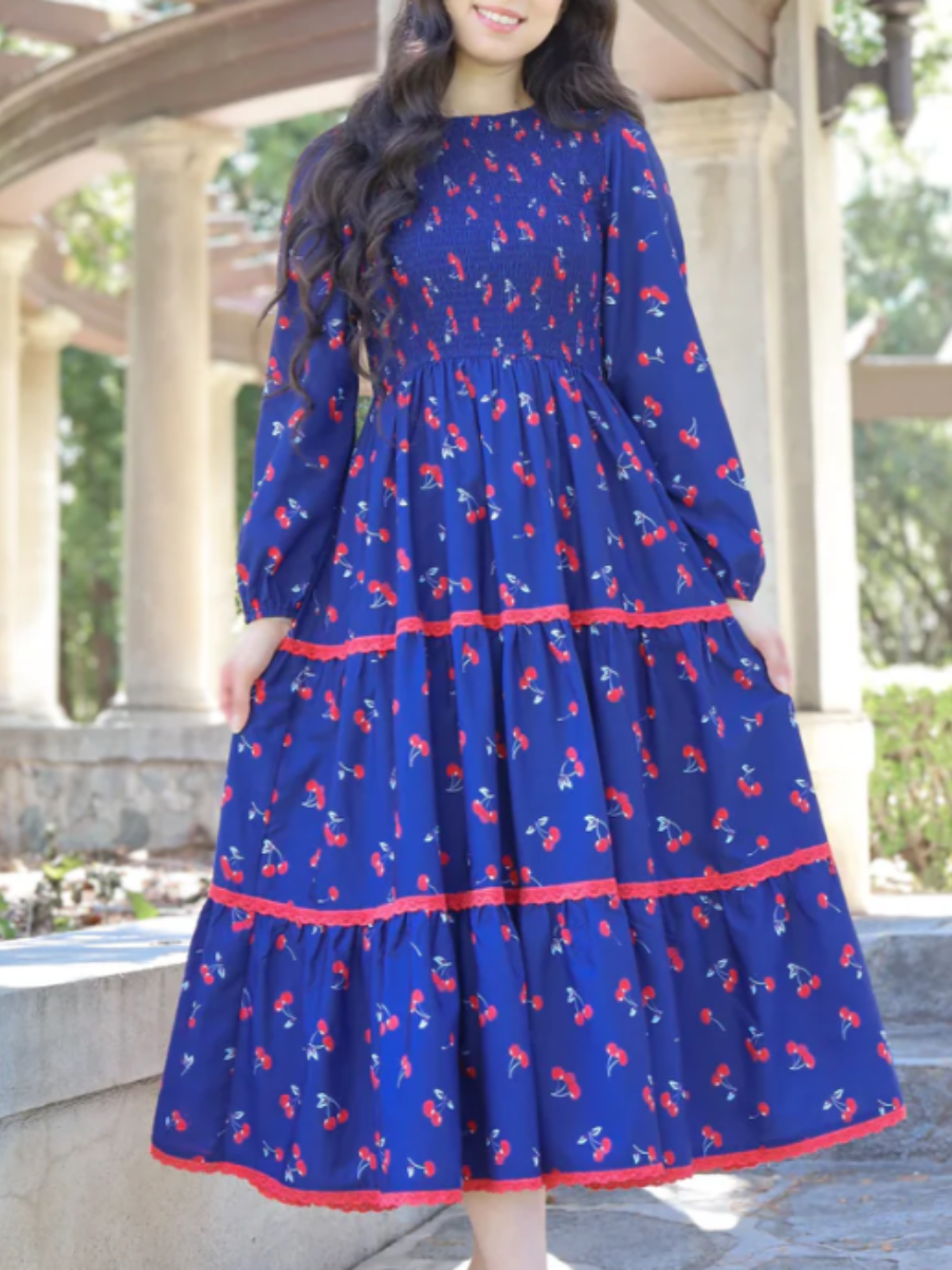 Crewneck Printed Maxi Dress
