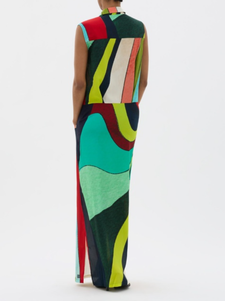 Color Striped Sleeveless Dress