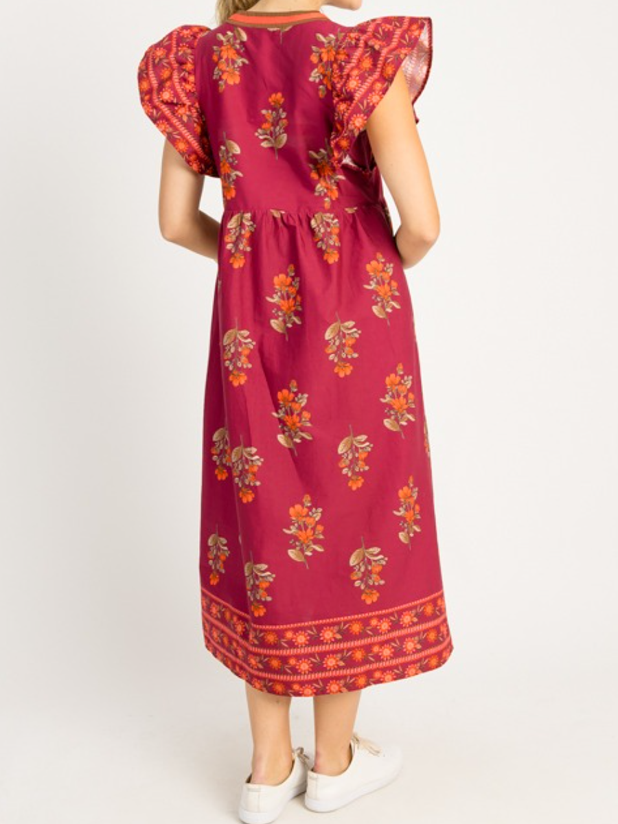 V-Neck Printed Dress