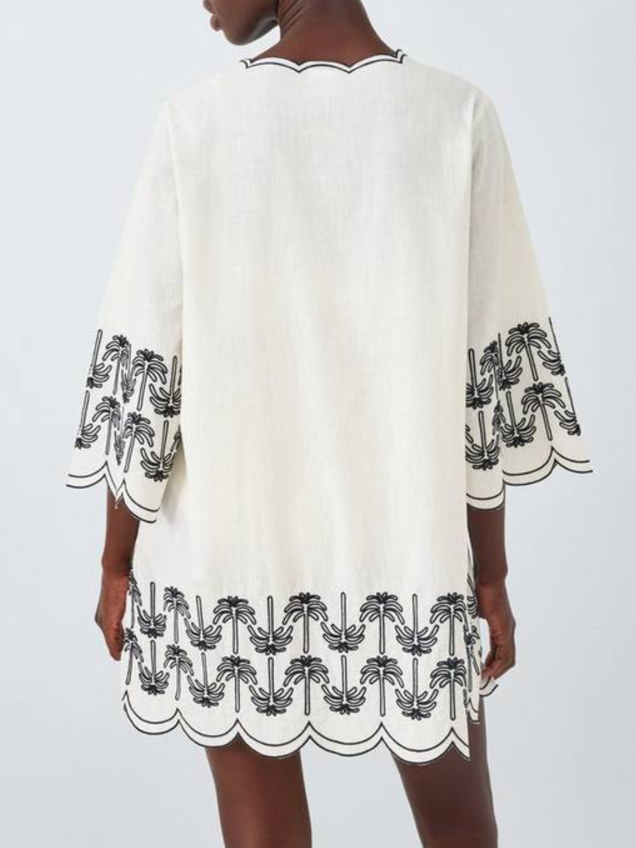 V-Neck Printed Mini Dress