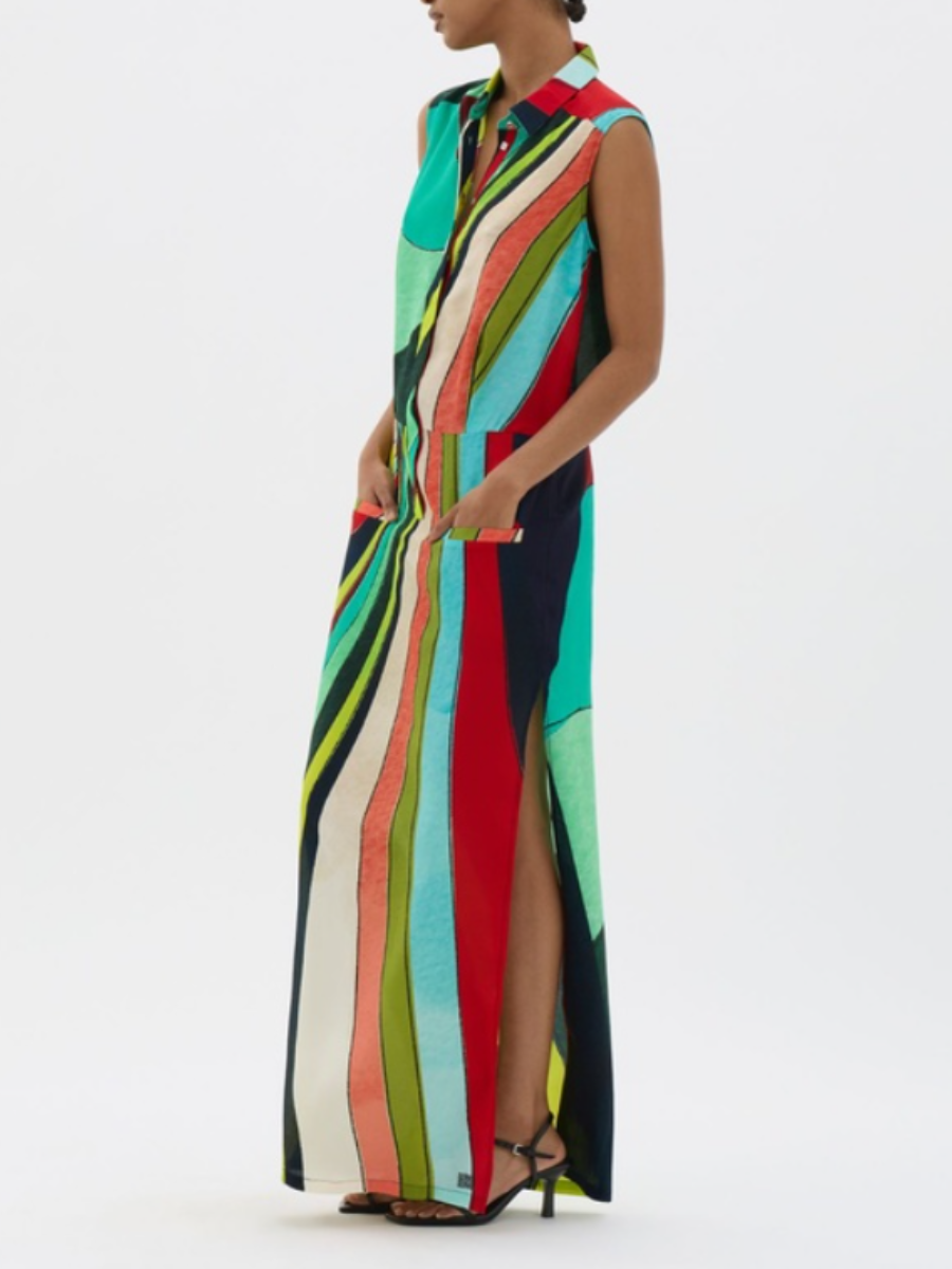 Color Striped Sleeveless Dress