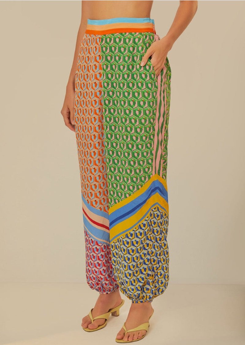 Mixed Color Block Casual Two-Piece Set