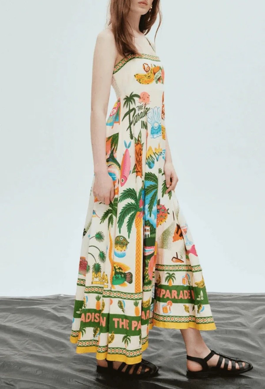 Unique Print Smocked Maxi Dress