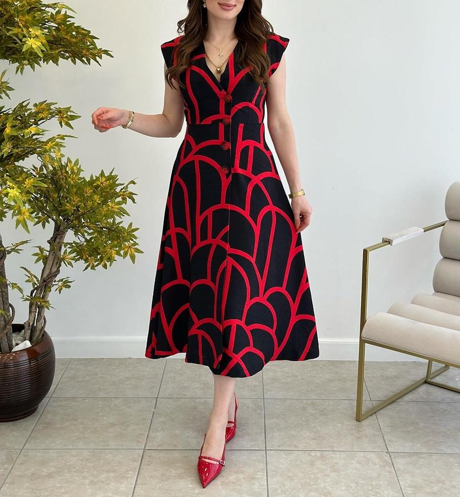Zigzag Pattern Bell Dress