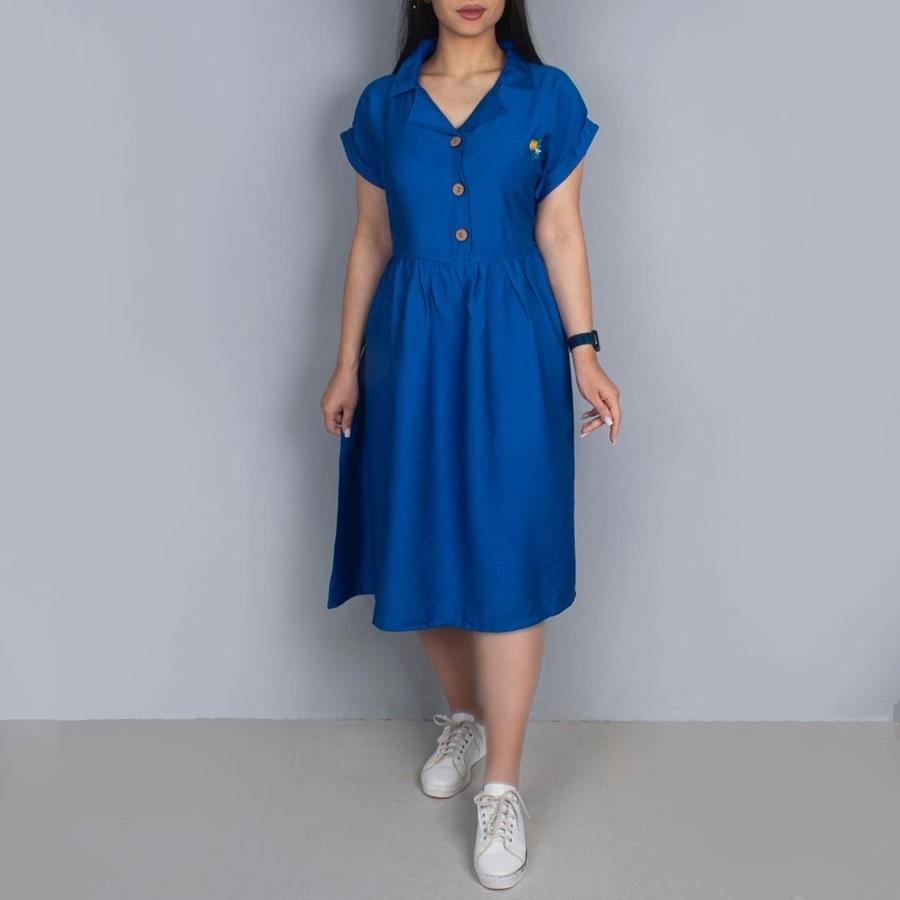 Vintage Small Flower Simple Shirt Midi Dress