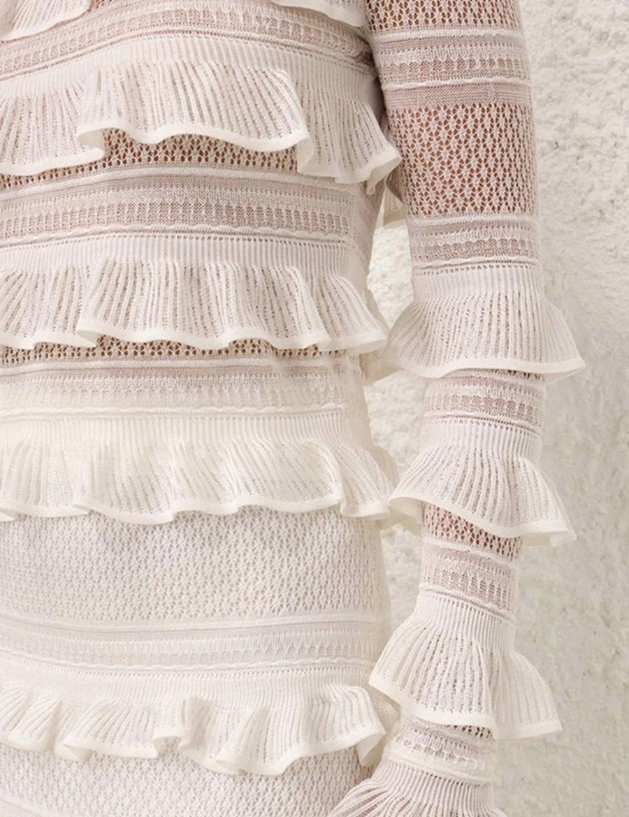 Wonderland Frilled-Lace Midi Skirt