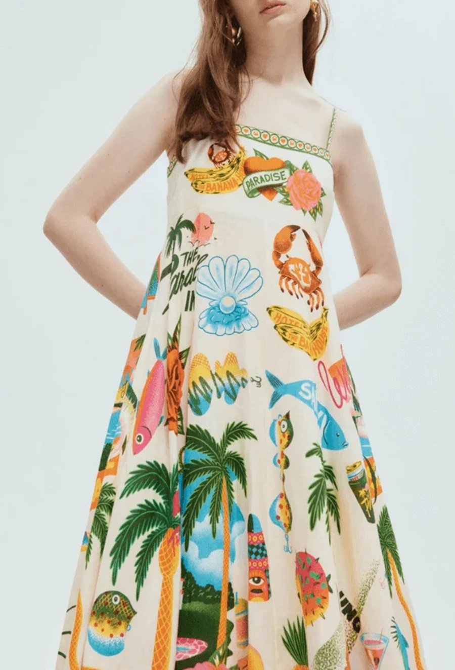 Unique Print Smocked Maxi Dress