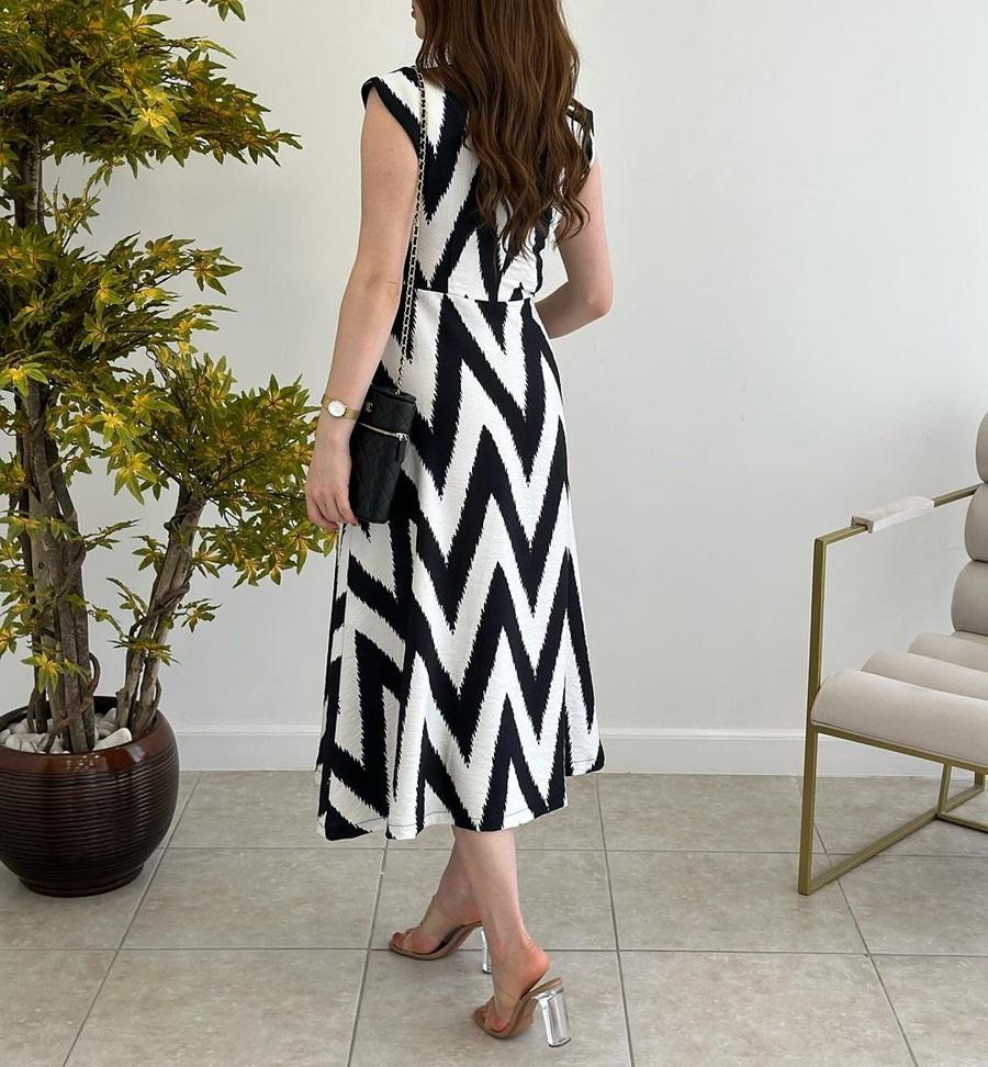 Zigzag Pattern Bell Dress