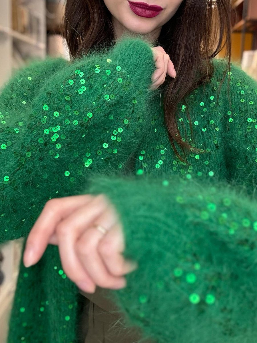 Sequin Green Sweater Cardigan