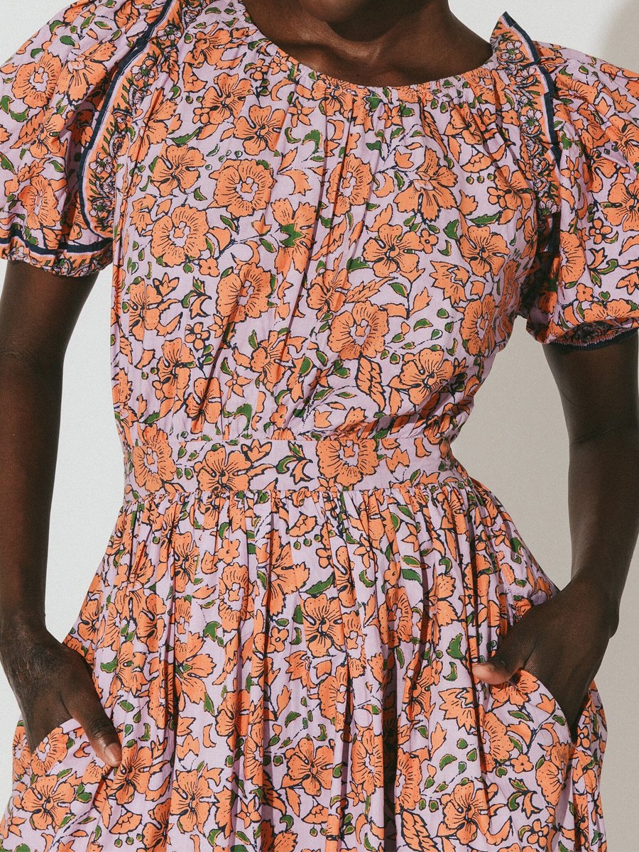 Floral Print Puff Sleeve Maxi Dress