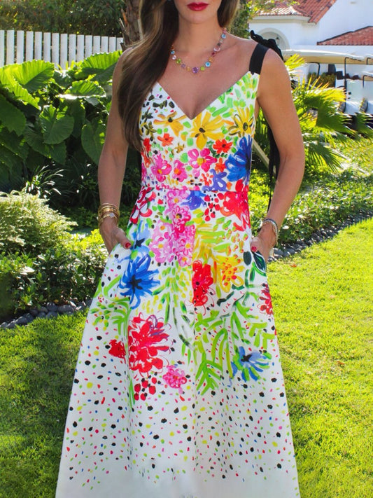 Floral-print Flared Dress