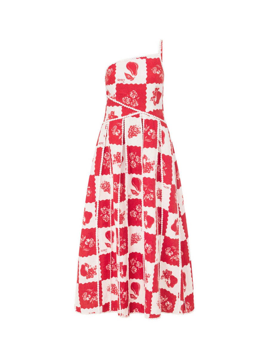 Patchwork Printed One Shoulder Dress