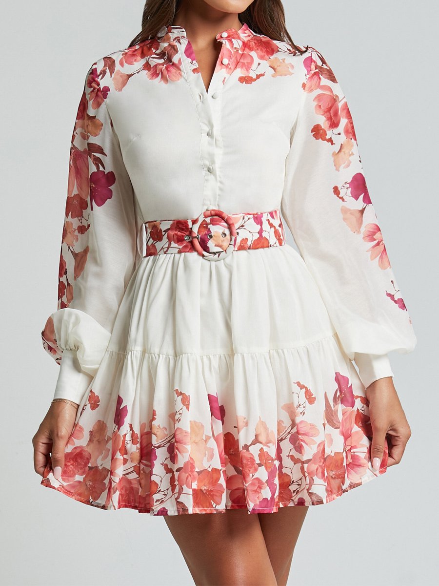 Floral Print Button Up Dress