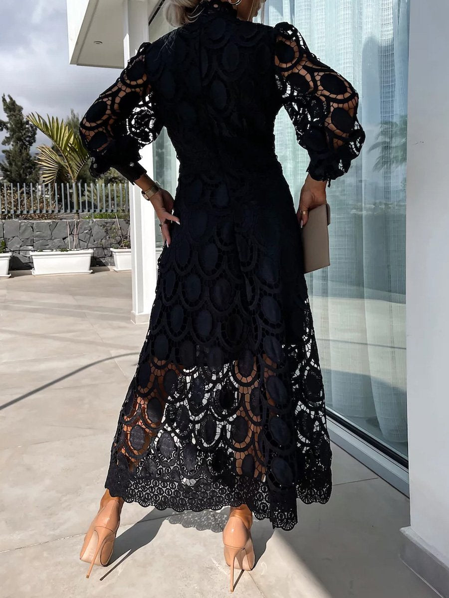 Lace Patchwork See-through Maxi Dress